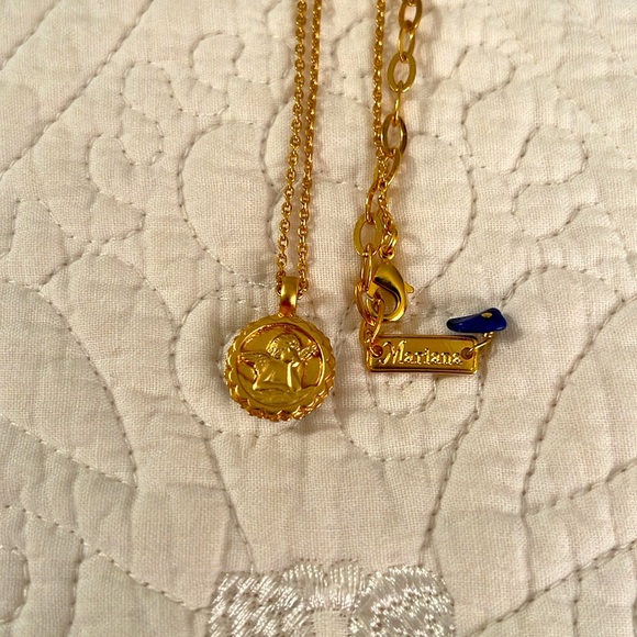 Mariana Guardian Angel Necklace with Blue, Purple, & Clear Crystals; EUC - Picture 2 of 3